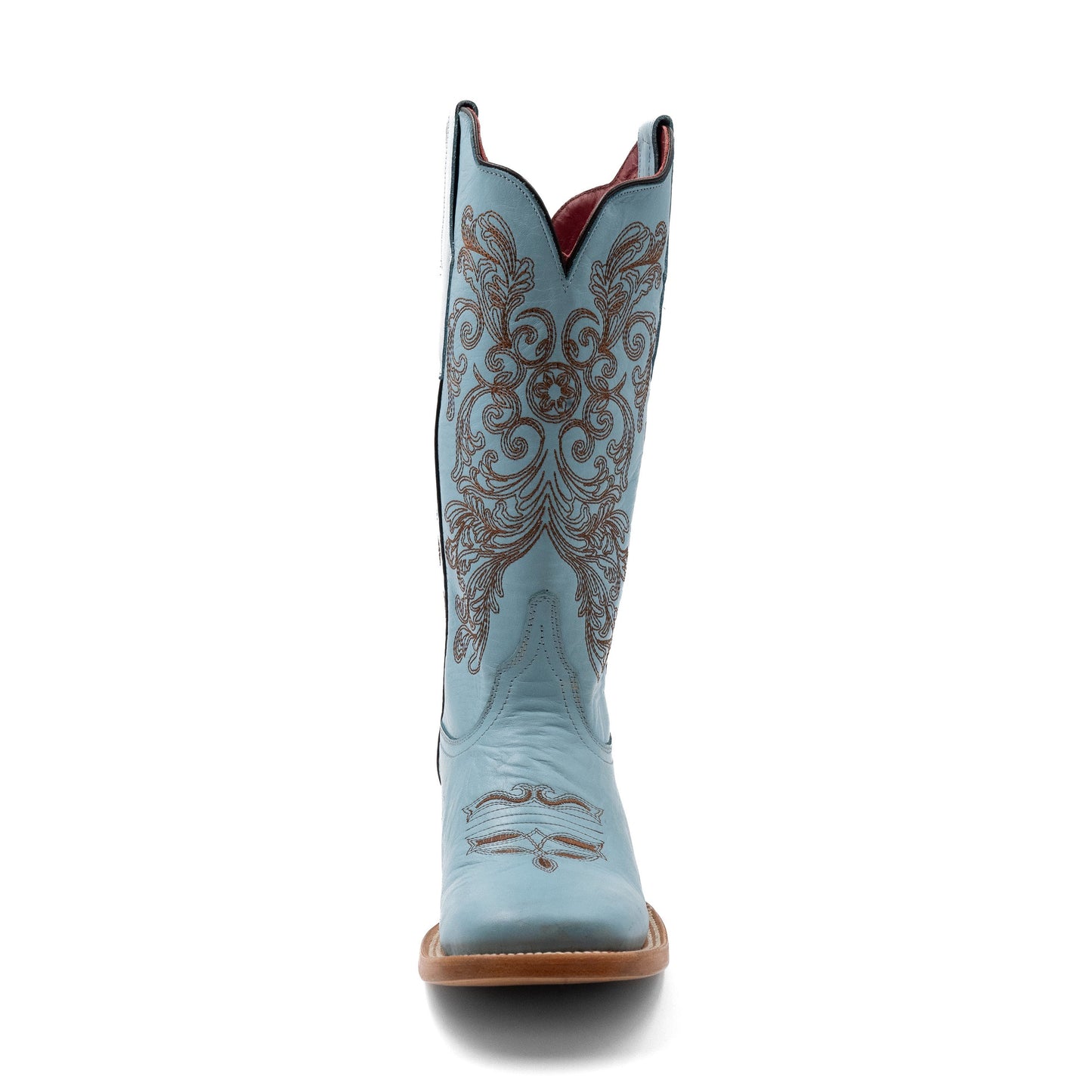 Botas de piel Ferrini Ella para mujer, hechas a mano, con punta cuadrada, color aguamarina