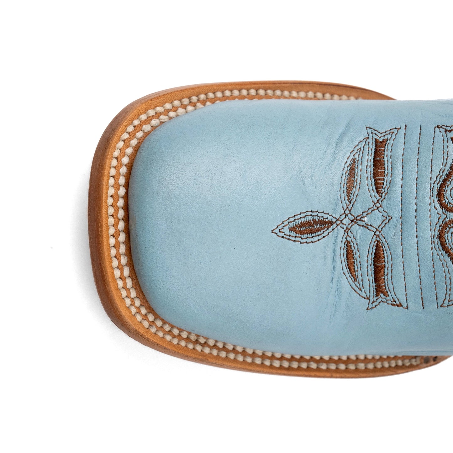 Botas de piel Ferrini Ella para mujer, hechas a mano, con punta cuadrada, color aguamarina