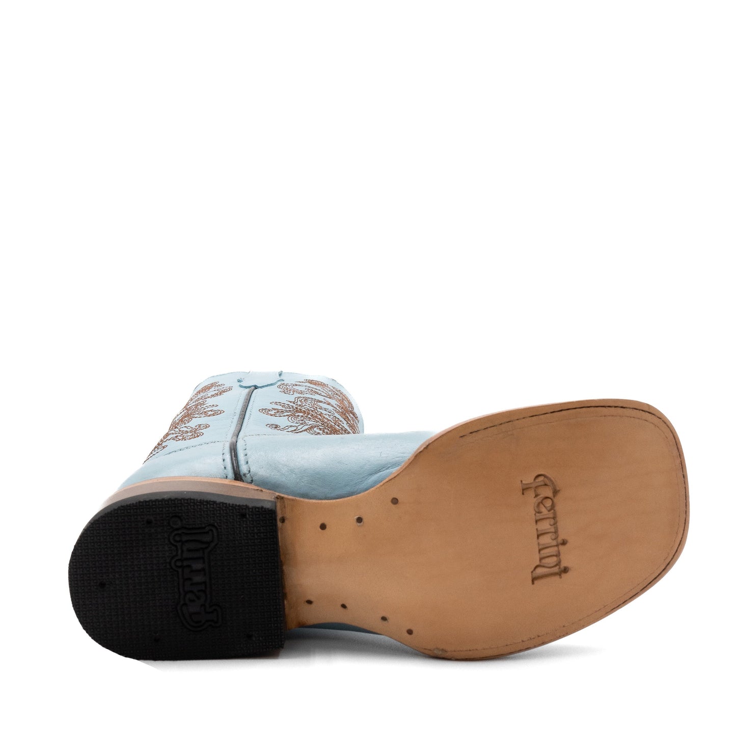 Botas de piel Ferrini Ella para mujer, hechas a mano, con punta cuadrada, color aguamarina
