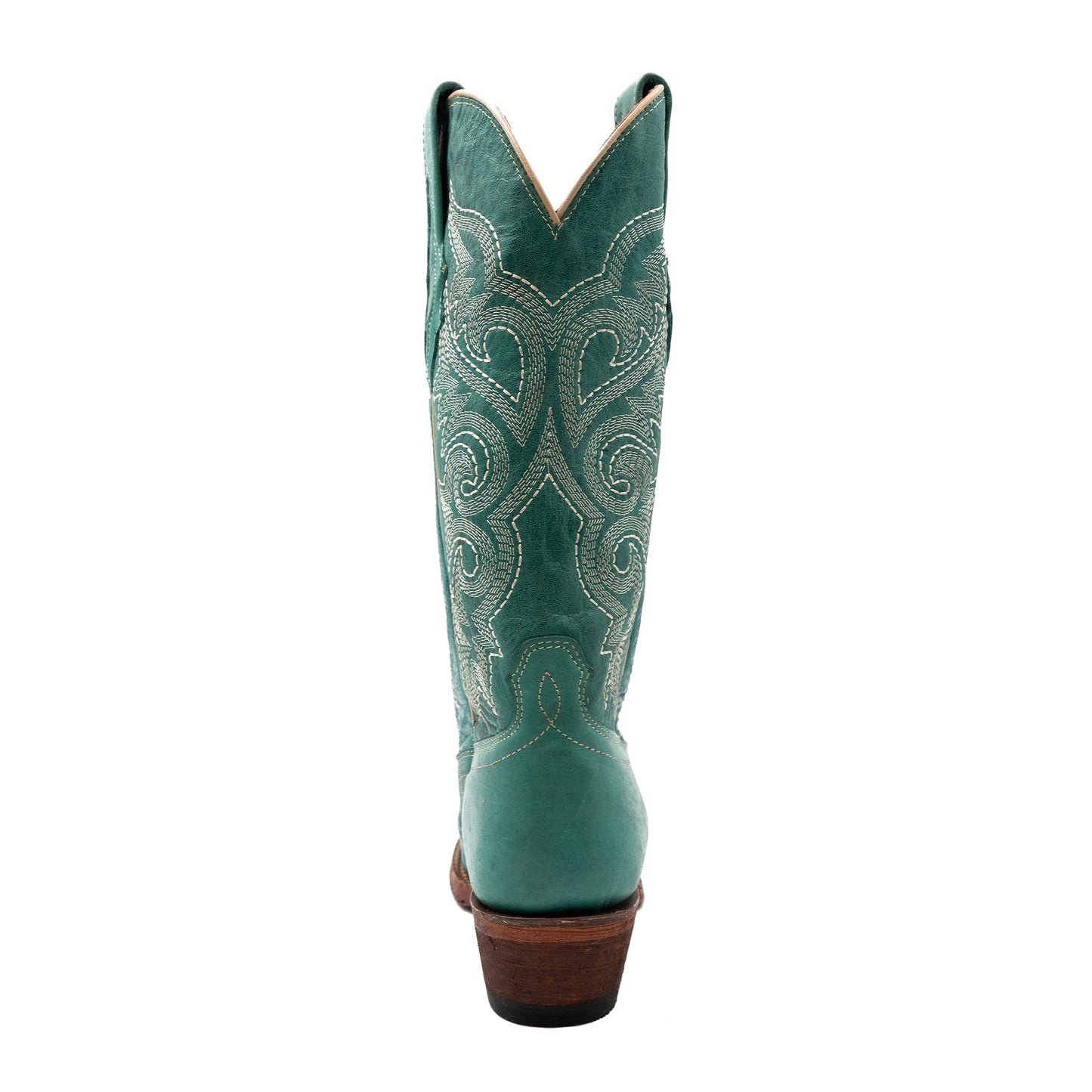 Botas Ferrini Mae de piel para mujer, hechas a mano, con punta recortada, color turquesa