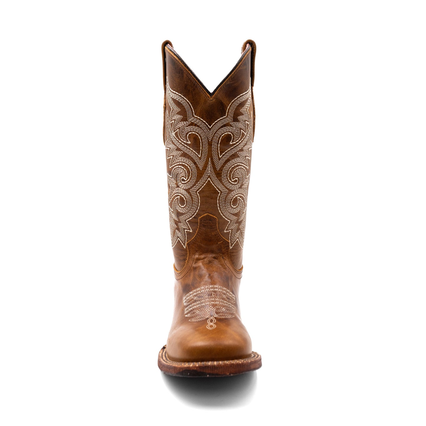 Botas Ferrini Mae de piel para mujer, hechas a mano, con punta cuadrada, color marrón