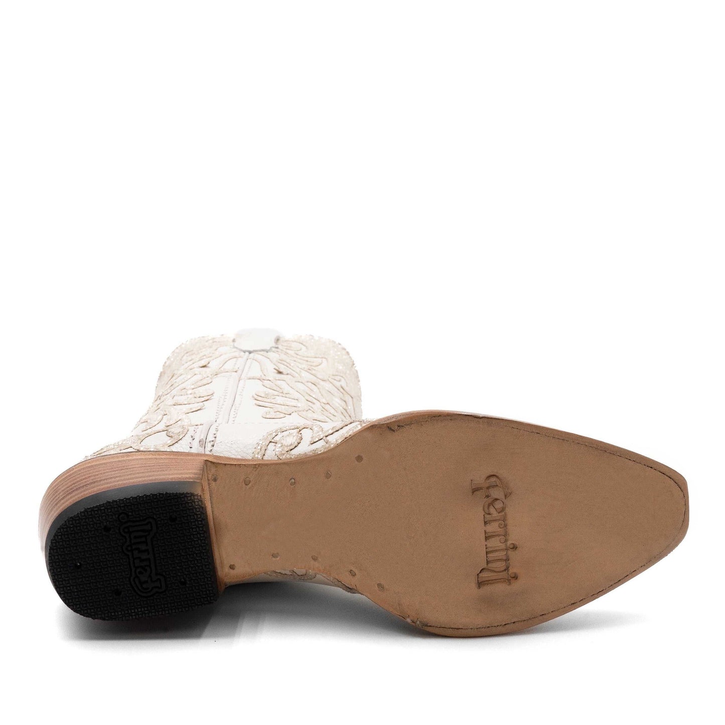 Women's Ferrini Starlight Leather Boots Handcrafted Snip Toe White