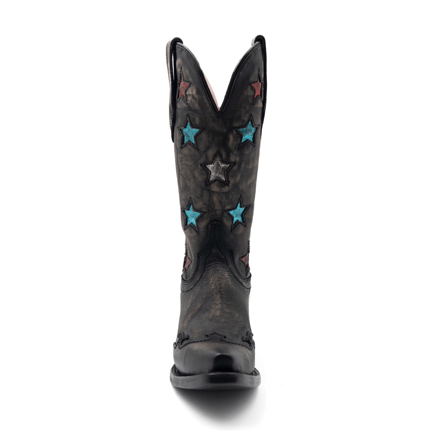 Women's Ferrini Estrella Leather Boots Handcrafted Snip Toe Charcoal