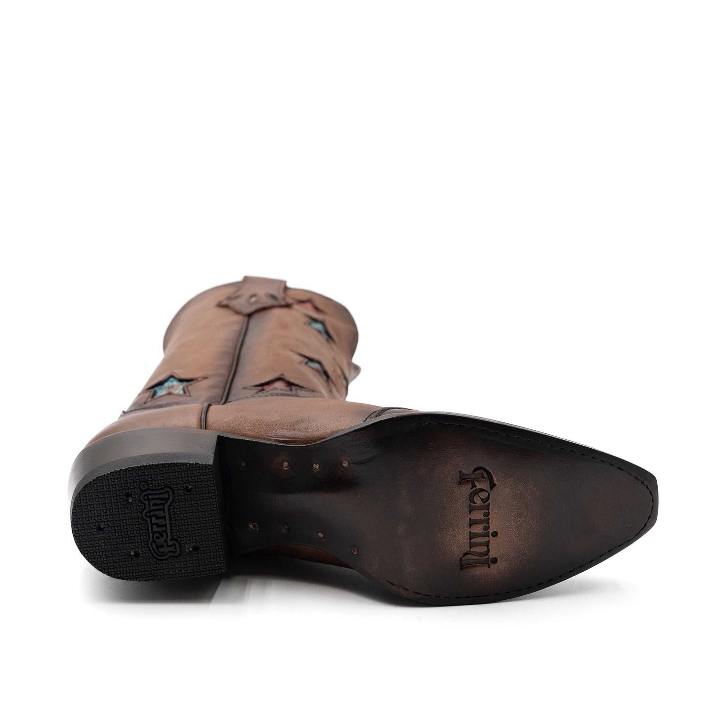 Ferrini Estrella Lederstiefel für Damen, handgefertigt, Snip Toe, Brandy