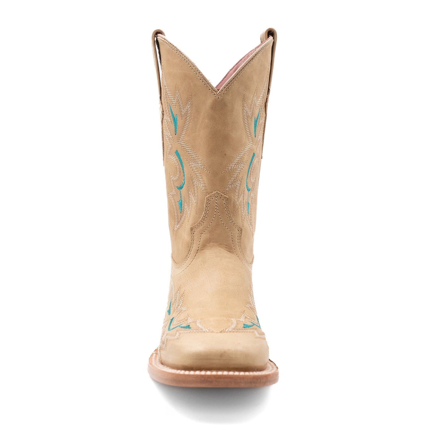 Botas de piel Ferrini Betsy para mujer, hechas a mano, con punta cuadrada, color tostado