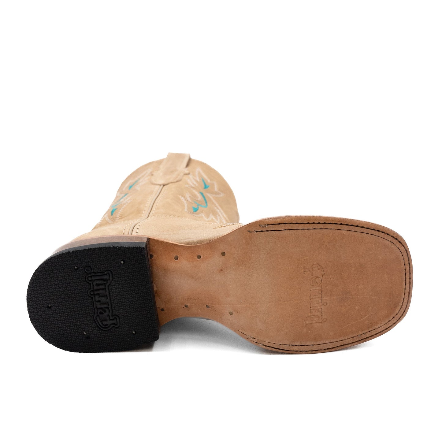Botas de piel Ferrini Betsy para mujer, hechas a mano, con punta cuadrada, color tostado