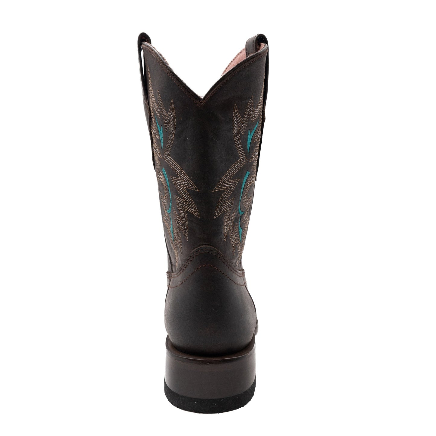 Botas de piel Ferrini Betsy para mujer, hechas a mano, con punta cuadrada, color chocolate