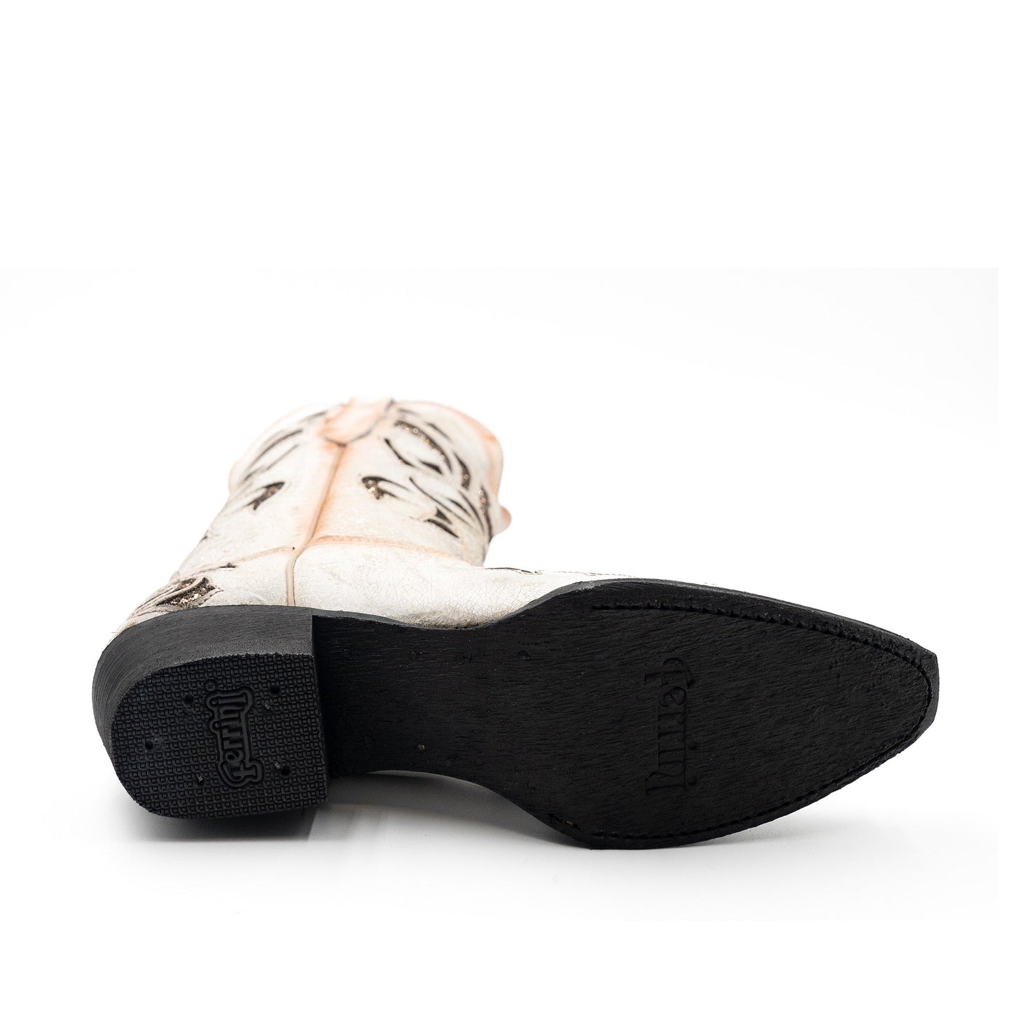 Botas de piel Ferrini Sasha para mujer, hechas a mano, con puntera recortada, estilo vintage