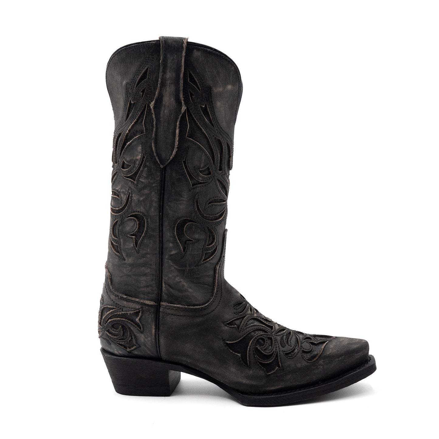 Botas de piel Ferrini Sasha para mujer, hechas a mano, con puntera recortada, estilo vintage
