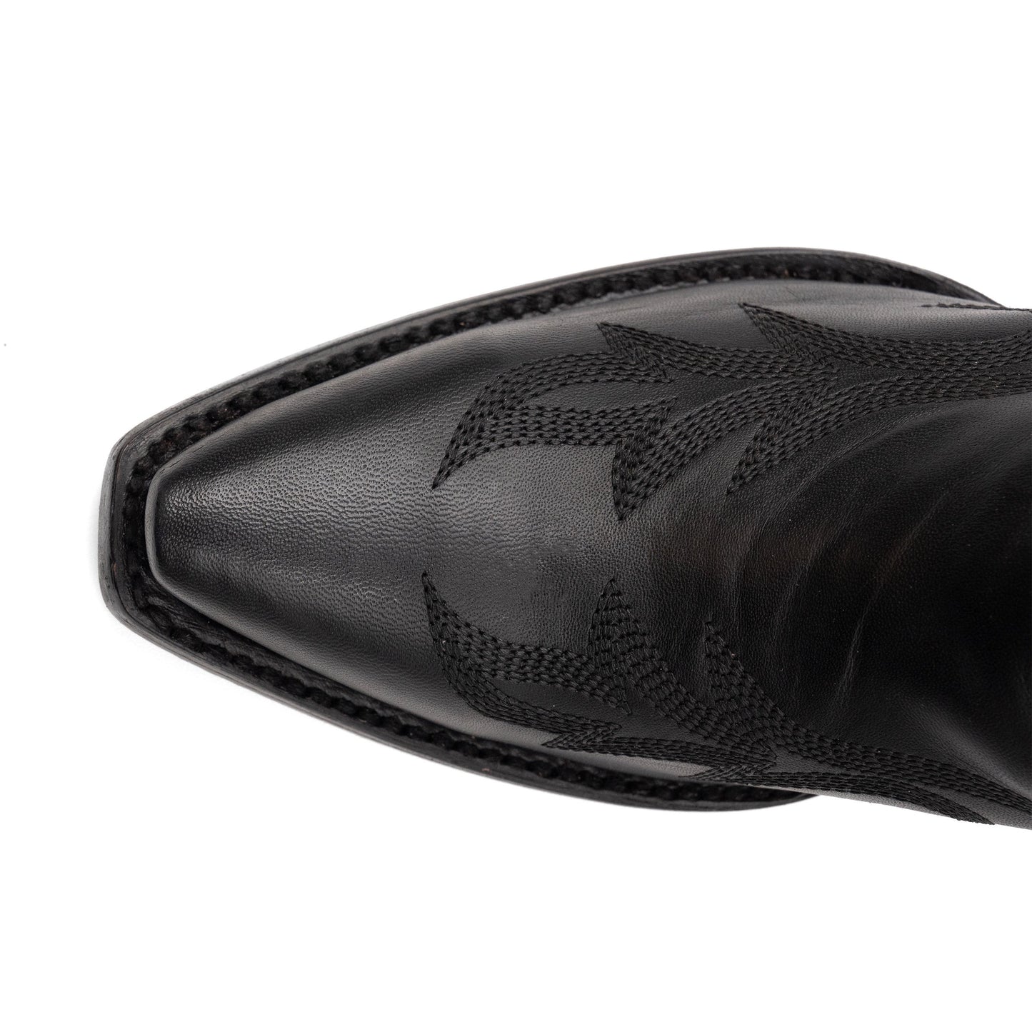 Botas de piel Ferrini Scarlett para mujer, hechas a mano, con punta recortada, color negro