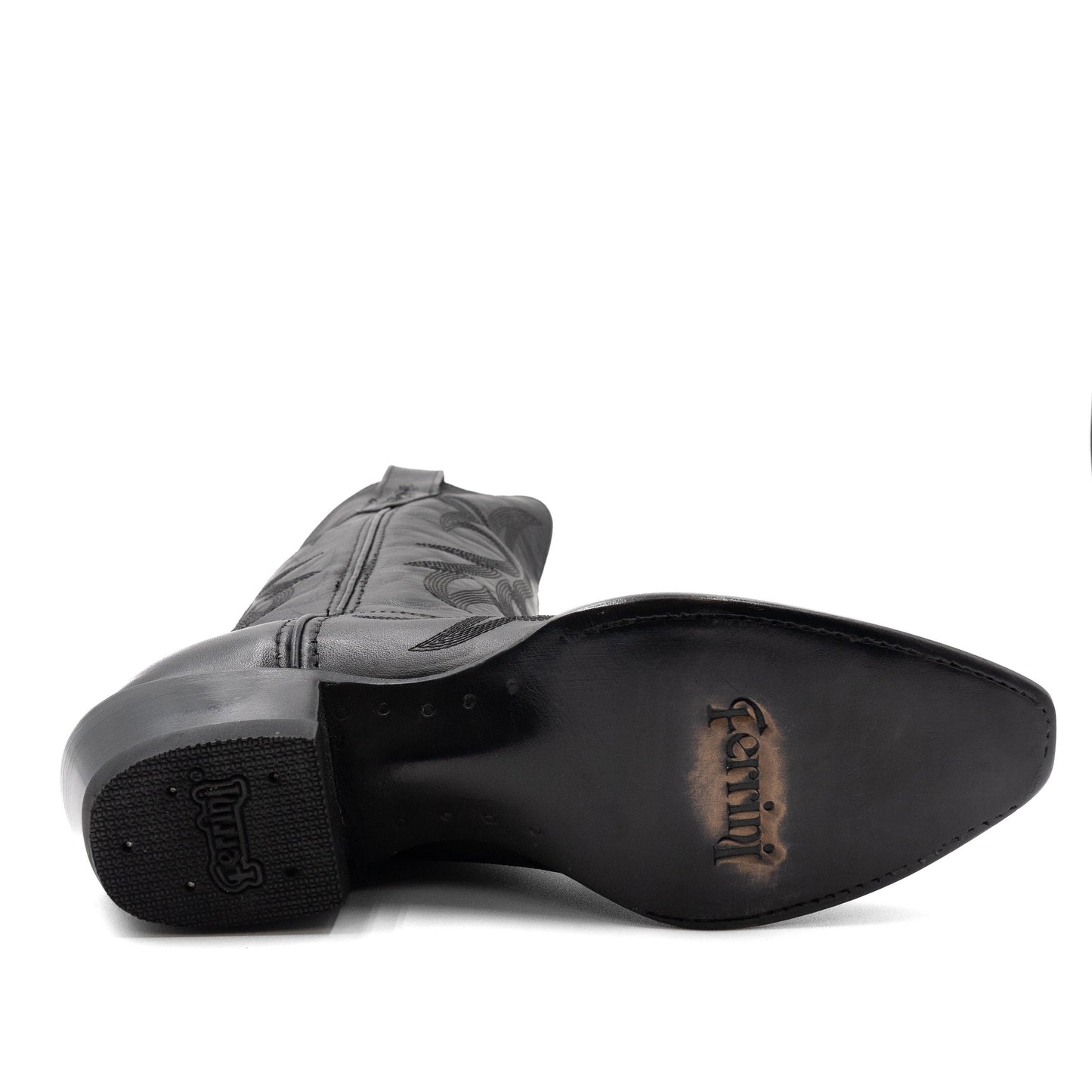 Botas de piel Ferrini Scarlett para mujer, hechas a mano, con punta recortada, color negro