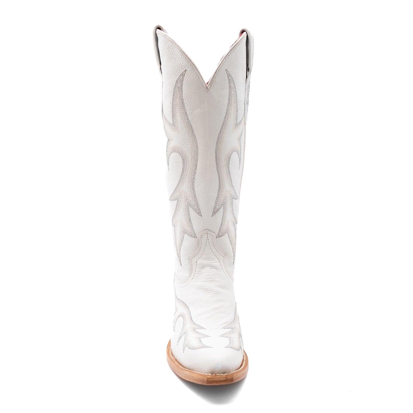 Botas de piel Ferrini Scarlett para mujer, hechas a mano, con punta recortada, color blanco