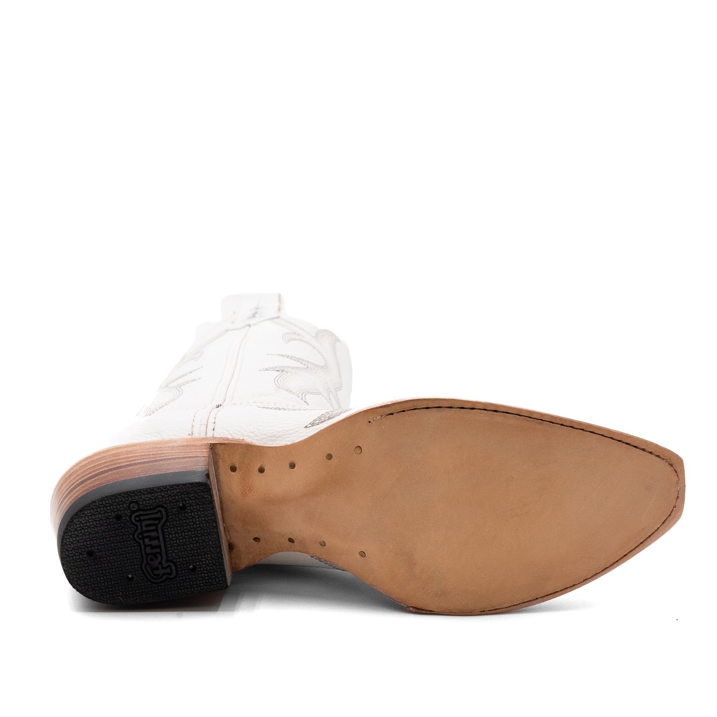 Botas de piel Ferrini Scarlett para mujer, hechas a mano, con punta recortada, color blanco
