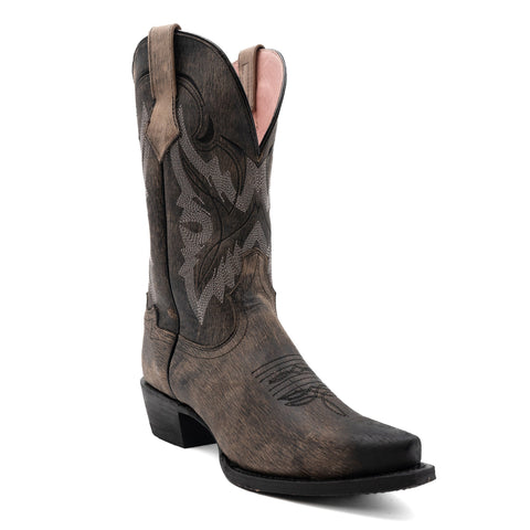 Women's Ferrini Holly Leather Boots Handcrafted Snip Toe Oak