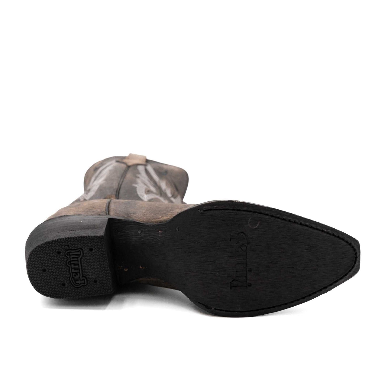 Botas Ferrini Holly de piel para mujer, hechas a mano, con punta recortada, color roble