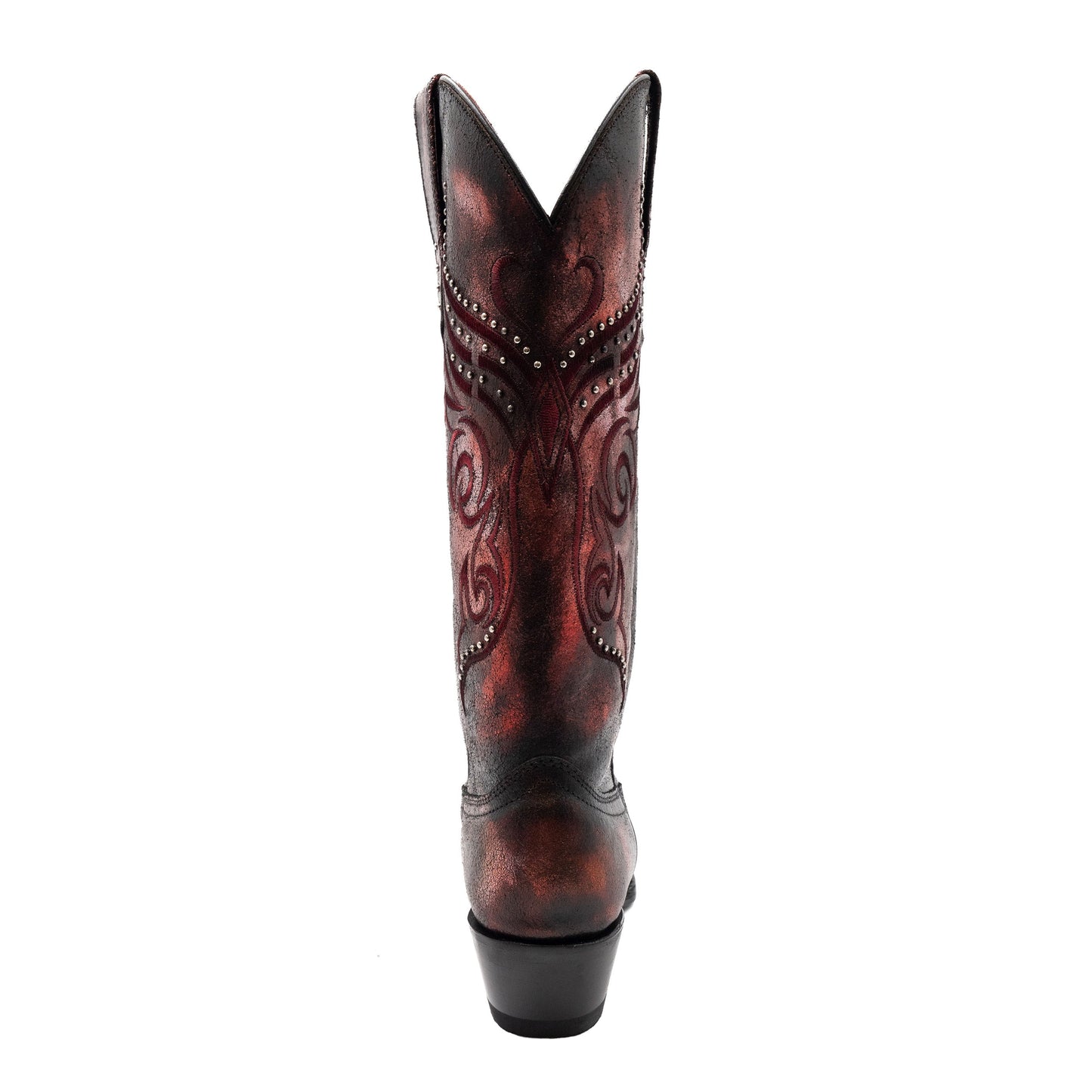 Botas de piel Ferrini Masquerade para mujer, hechas a mano, con punta recortada, color rojo