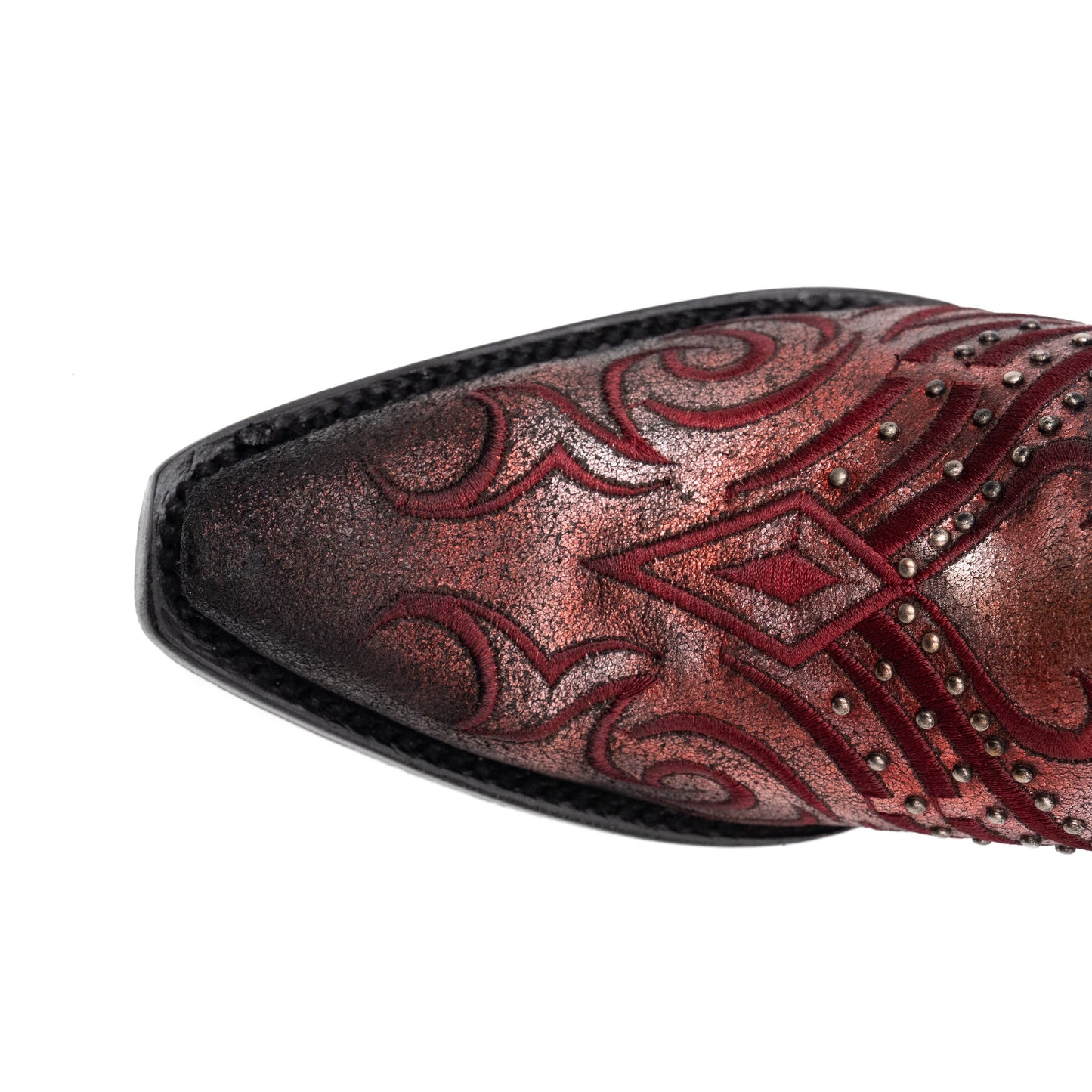 Botas de piel Ferrini Masquerade para mujer, hechas a mano, con punta recortada, color rojo