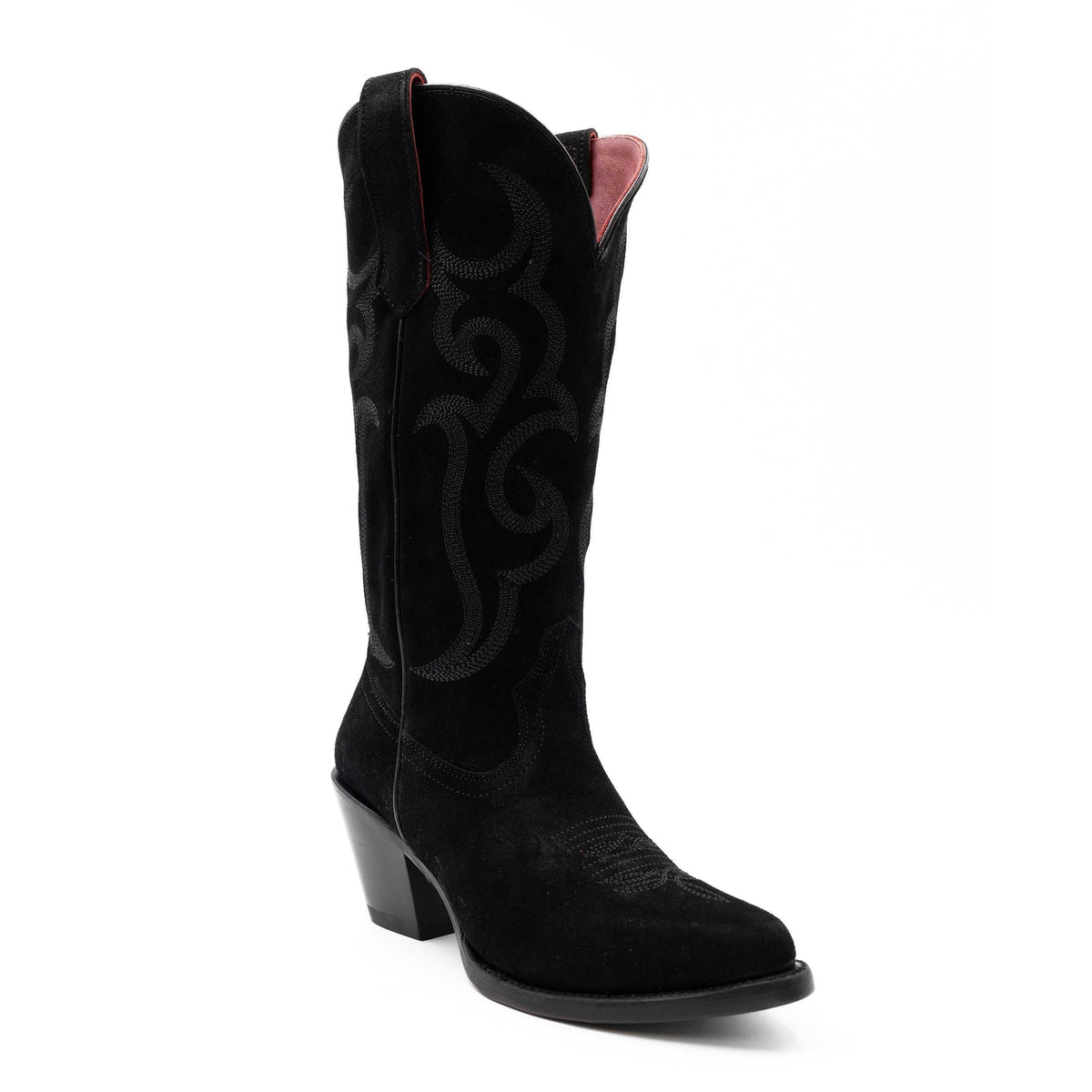 Women's Ferrini Quinn Leather Boots black handcrafted snip toe 13-inch height cowboy heel