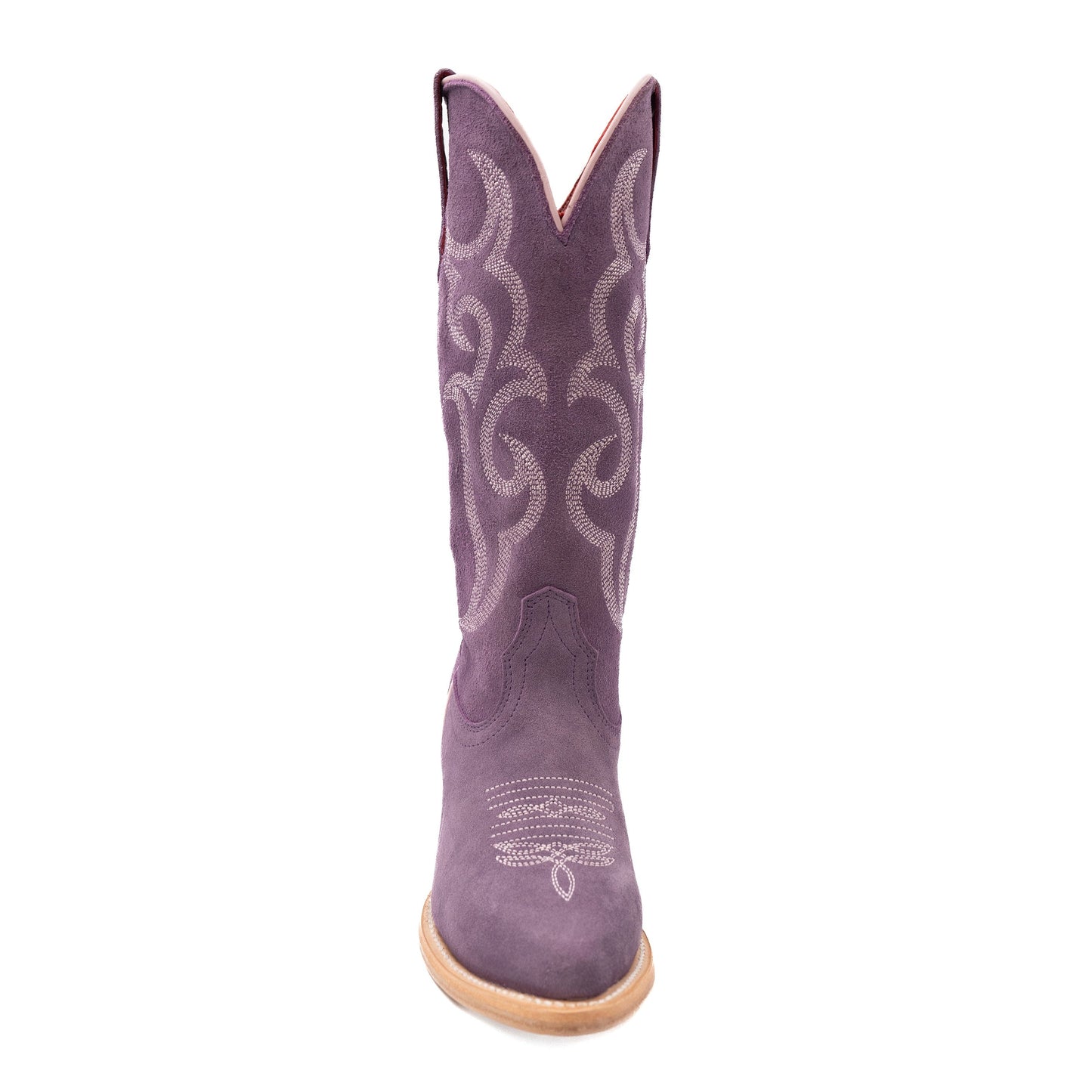 Botas Ferrini Quinn de piel para mujer, hechas a mano, con punta recortada, color lila