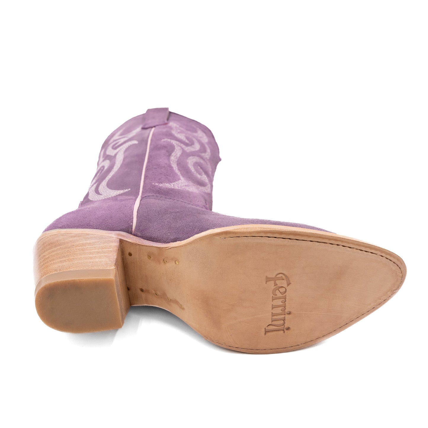 Botas Ferrini Quinn de piel para mujer, hechas a mano, con punta recortada, color lila