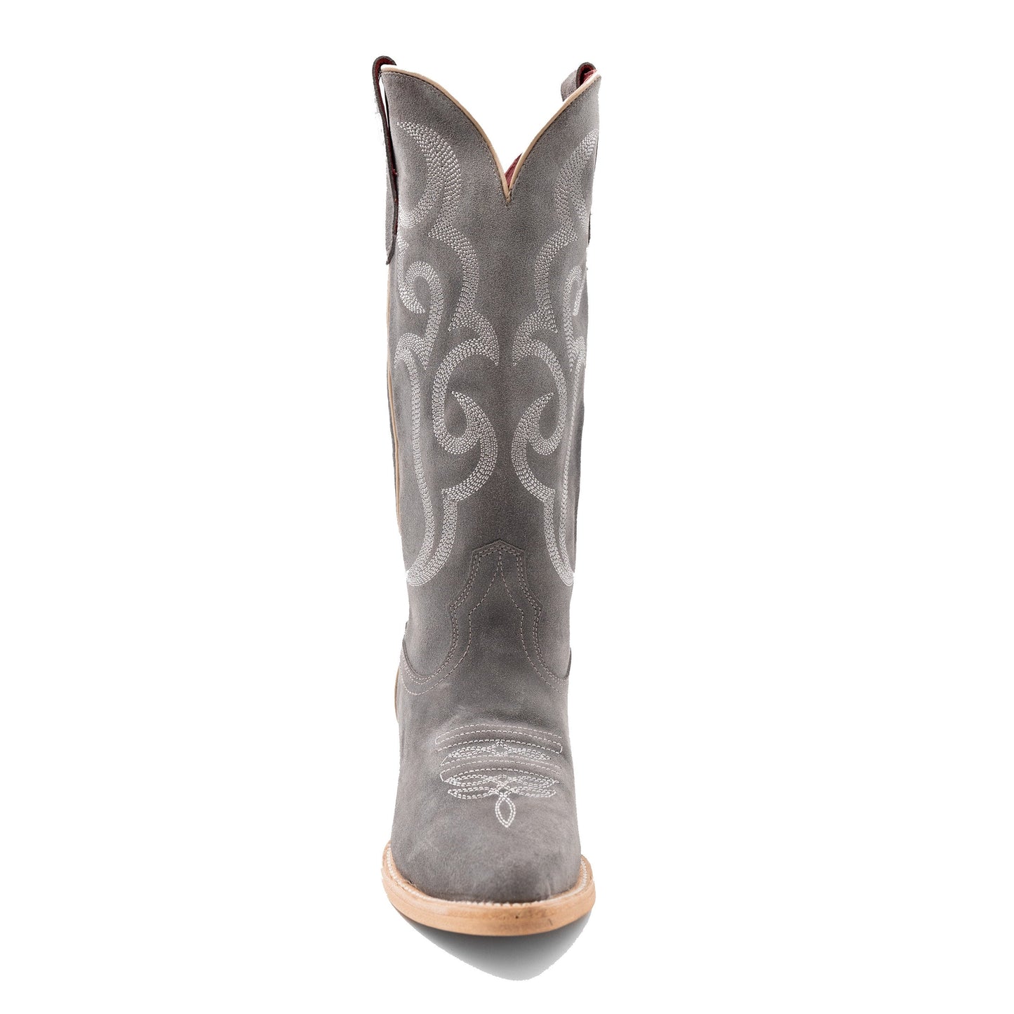 Botas Ferrini Quinn de piel para mujer, hechas a mano, con punta recortada, color gris