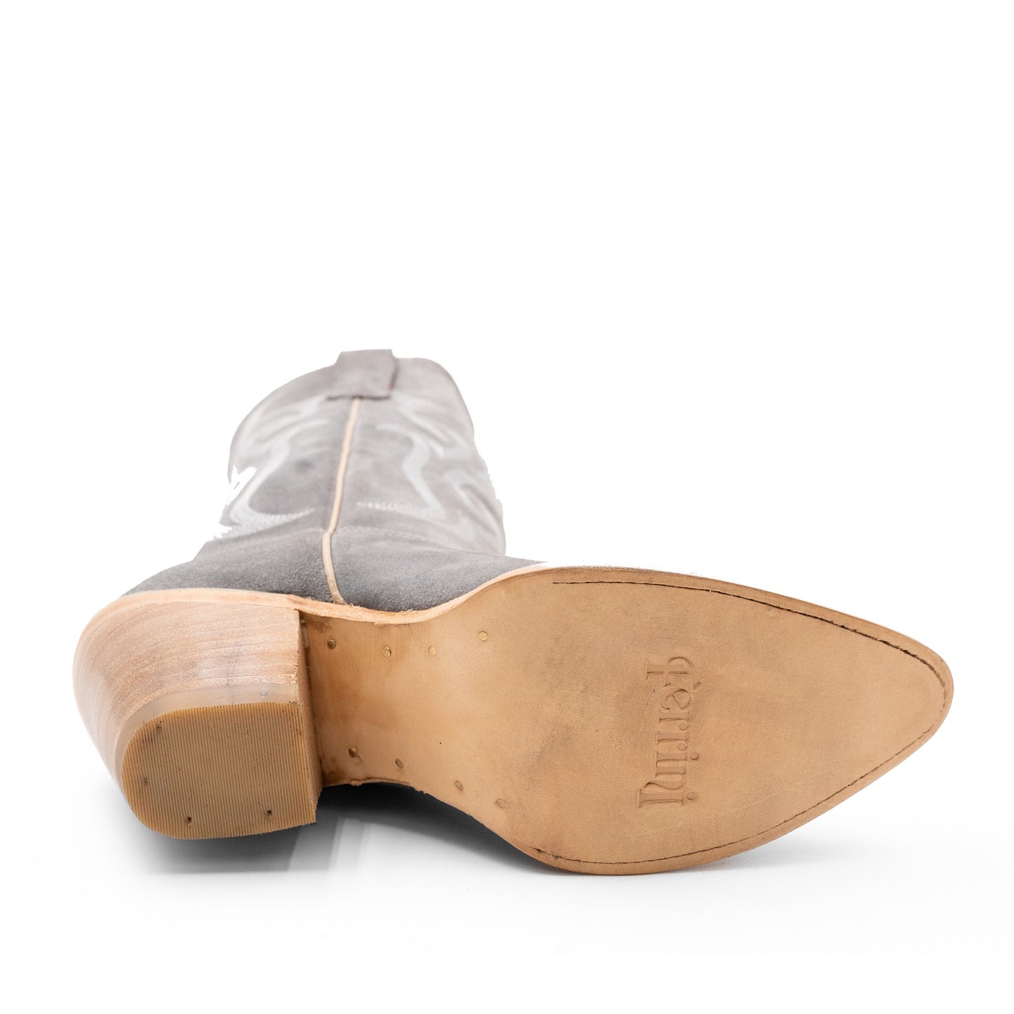 Botas Ferrini Quinn de piel para mujer, hechas a mano, con punta recortada, color gris