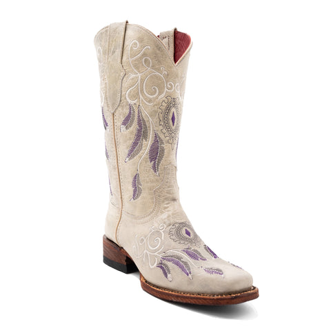 Botas de piel Ferrini Dreamer para mujer, hechas a mano, con punta cuadrada, color arcilla