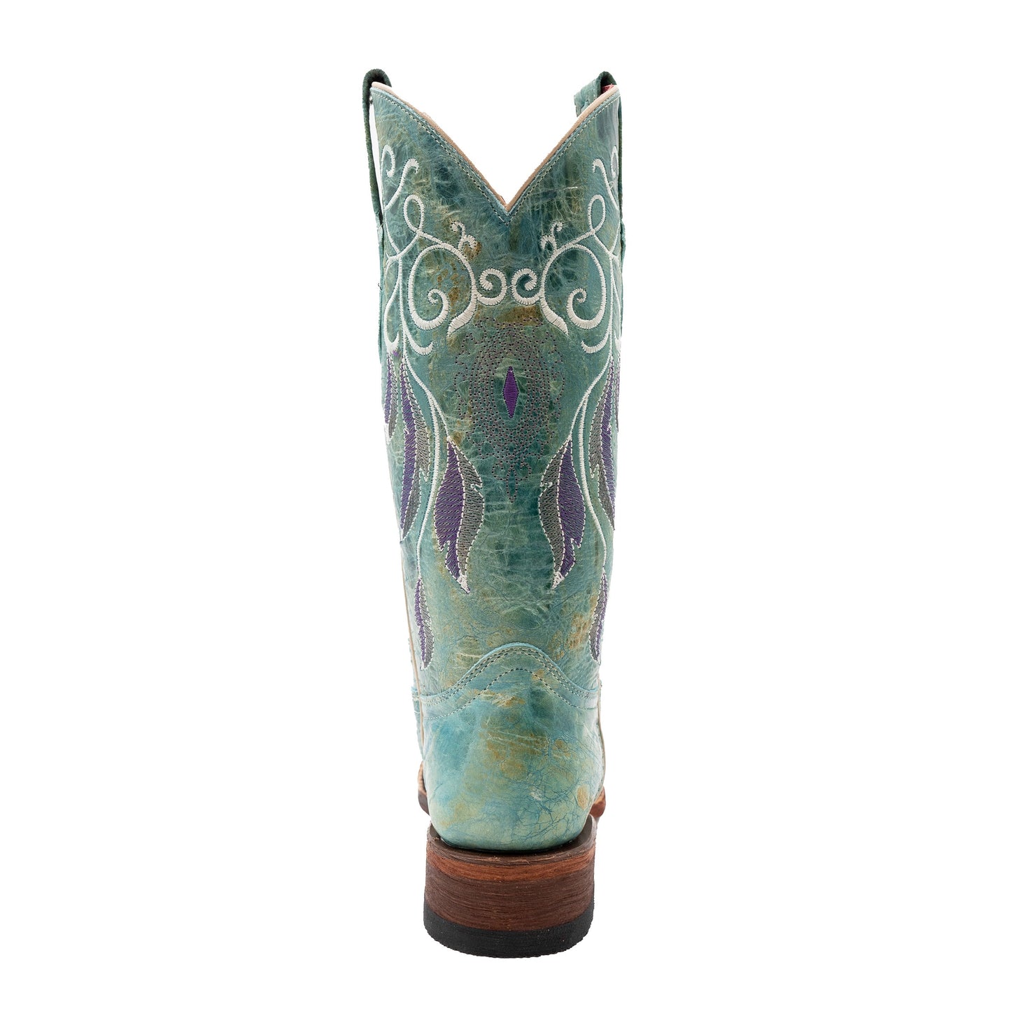Women's Ferrini Dreamer Leather Boots Handcrafted Square Toe Sea Foam