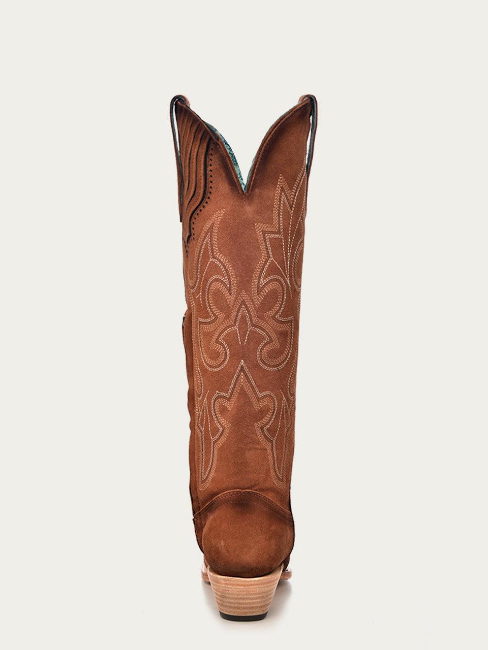 Women's Corral Shedron Genuine Suede Leather Boots with Suede Embroidery Tall Top