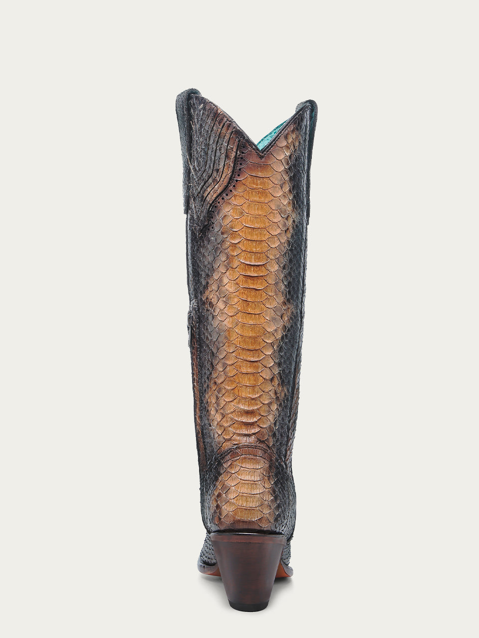 Women's Corral Saddle Genuine Python Boots with Blue Full Tall Top