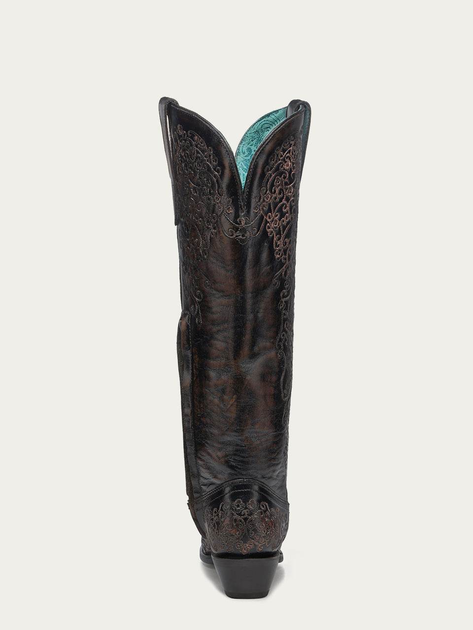Women's Corral Black Genuine Leather Boots with Honey Floral Embroidery