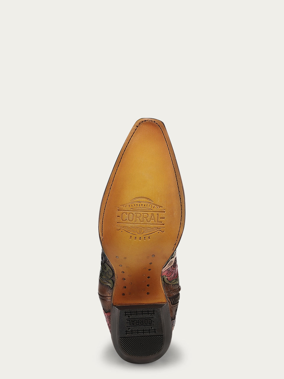 Women's Corral Brown Genuine Leather Boots with Hand Tooled & Hand Painted Hummingbird Tall Top