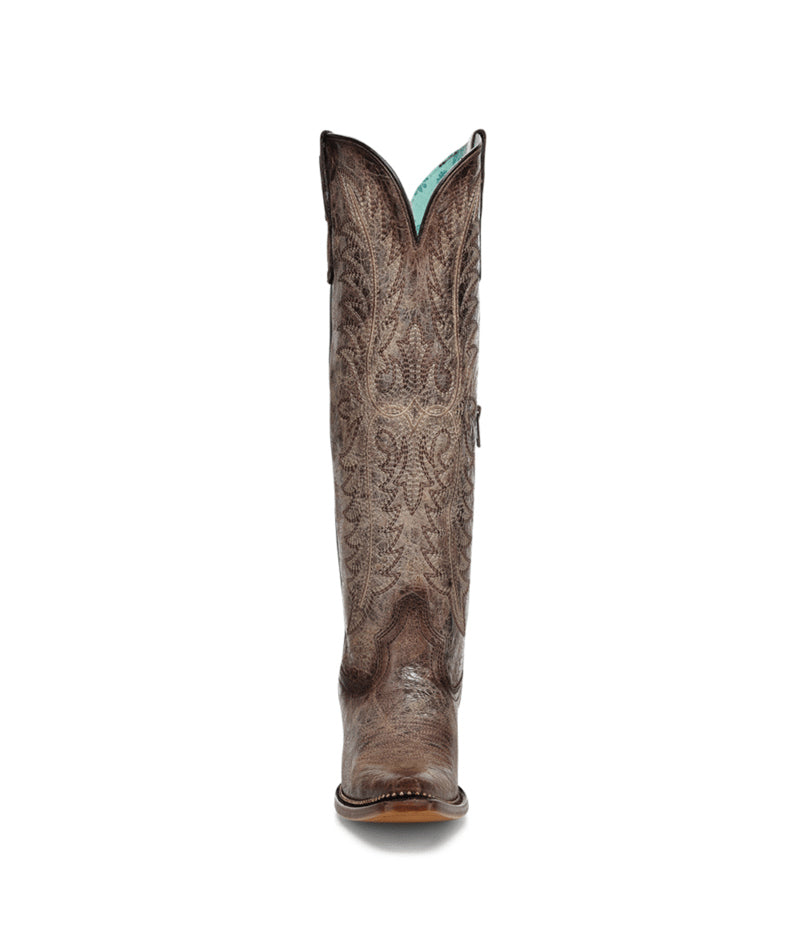 Women's Corral Tobacco Genuine Leather Boots with Embroidery & Metallic Welt Tall Top
