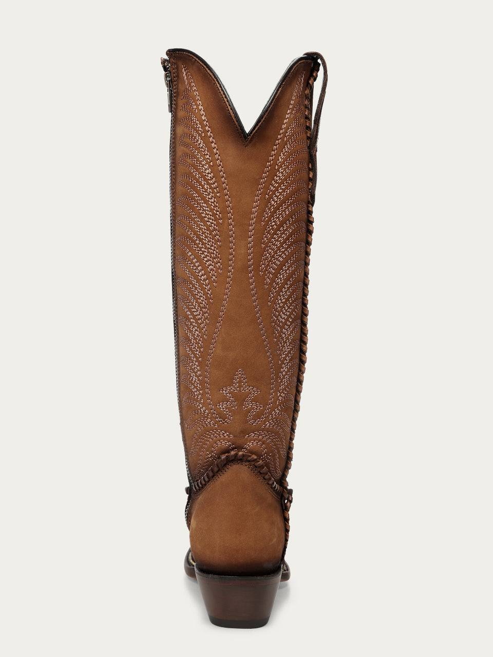 Women's Corral Honey Genuine Leather Boots with Embroidery & Woven & Metallic Welt Tall Top