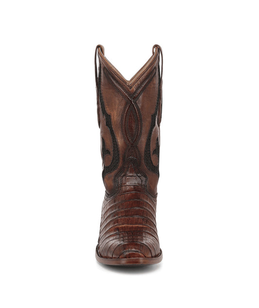 Men's Corral Honey Genuine Caiman Boots with Inlay & Embroidery