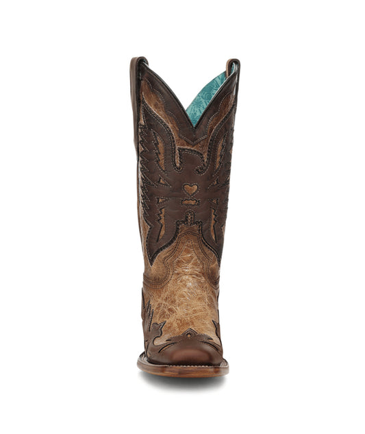 Women's Corral Sand Genuine Eagle Boots with Overlay & Embroidery