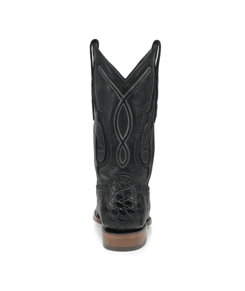Men's Corral Black Genuine American Alligator Boots with Inlay & Embroidery