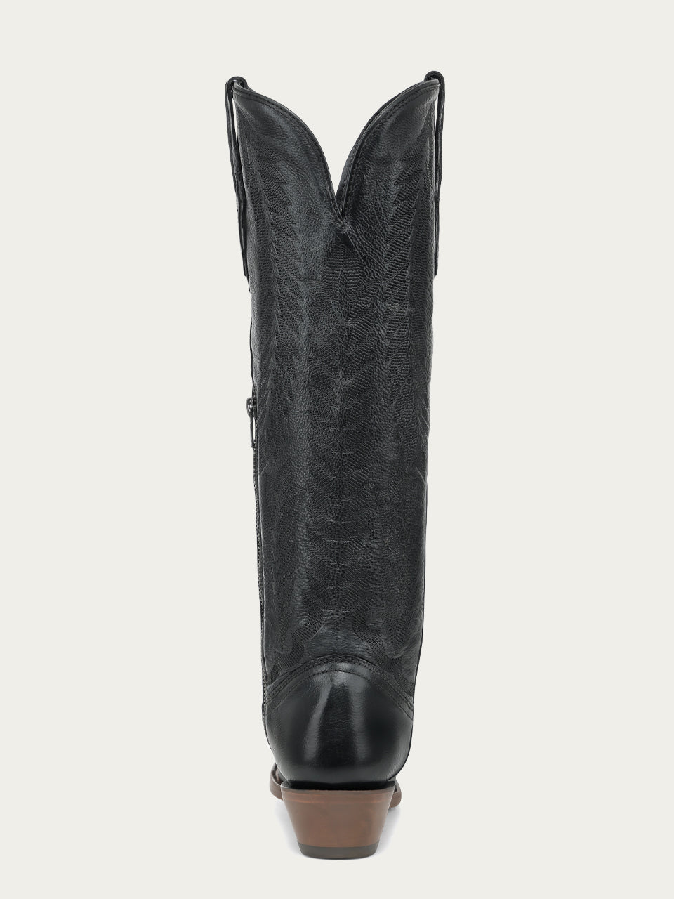 Women's Corral Black Genuine Leather Boots with Serrated Pattern Embroidery Tall Top