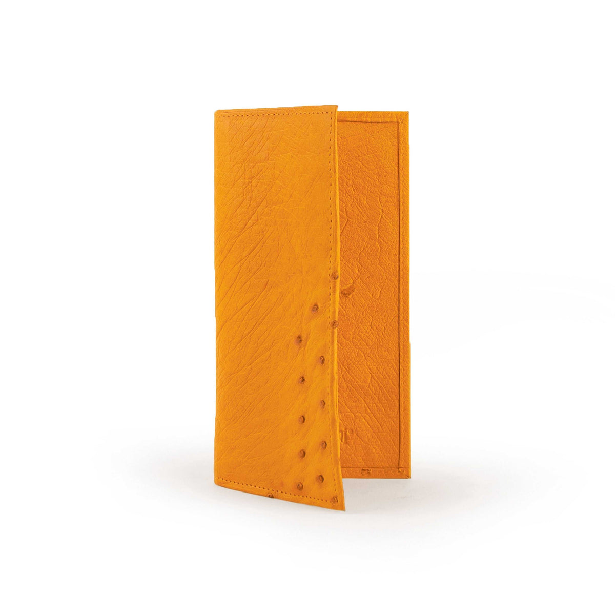Ferrini Smooth Ostrich buttercup checkbook cover with multicard slots and soft texture
