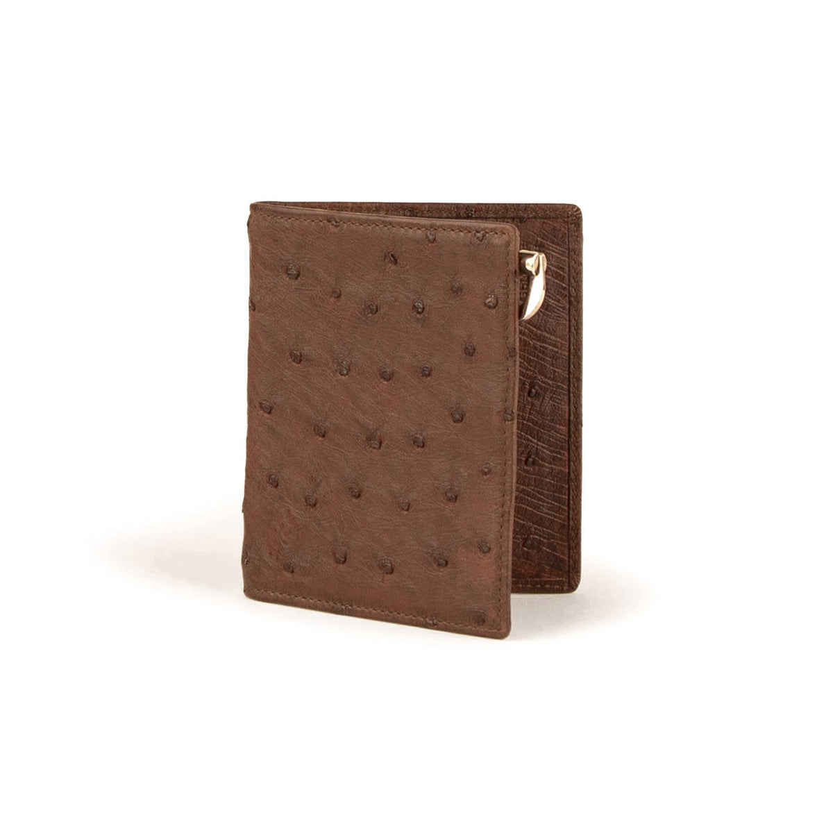 Ferrini Full Quill Ostrich skin money clip in Kango color with quilled texture