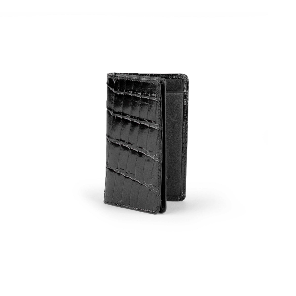 Ferrini Alligator Card Holder black genuine alligator leather compact design