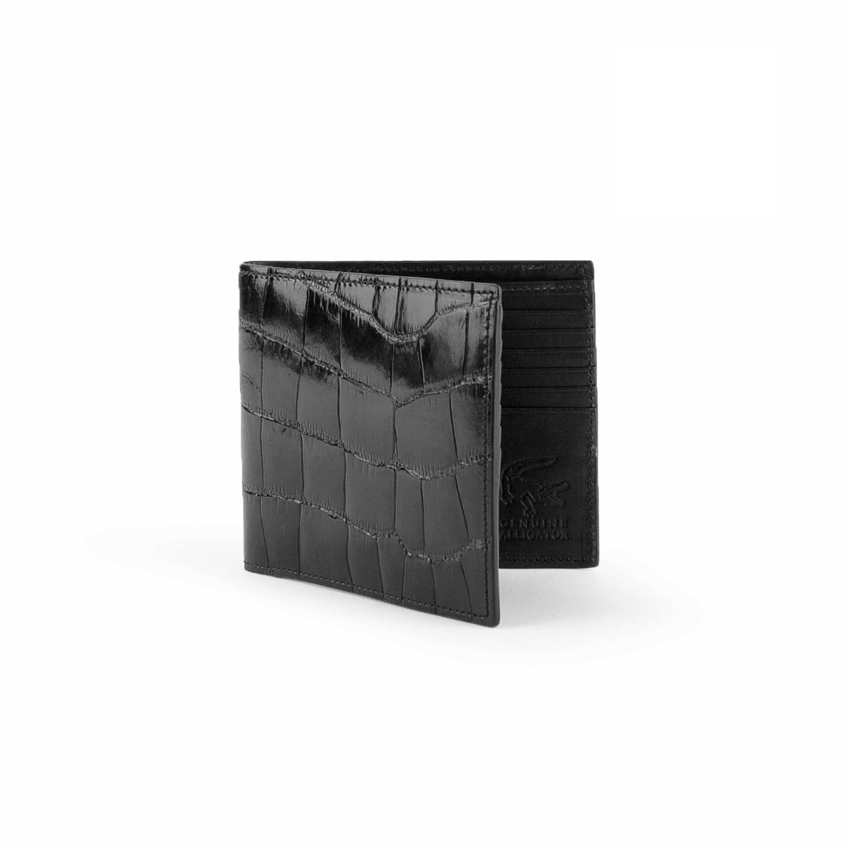 Ferrini Alligator Hipster Wallet black 12-card tiered luxury design