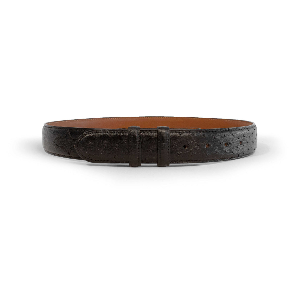 Ferrini Cowboy Smooth Ostrich Belt handmade black exotic skin 1.5 inch wide