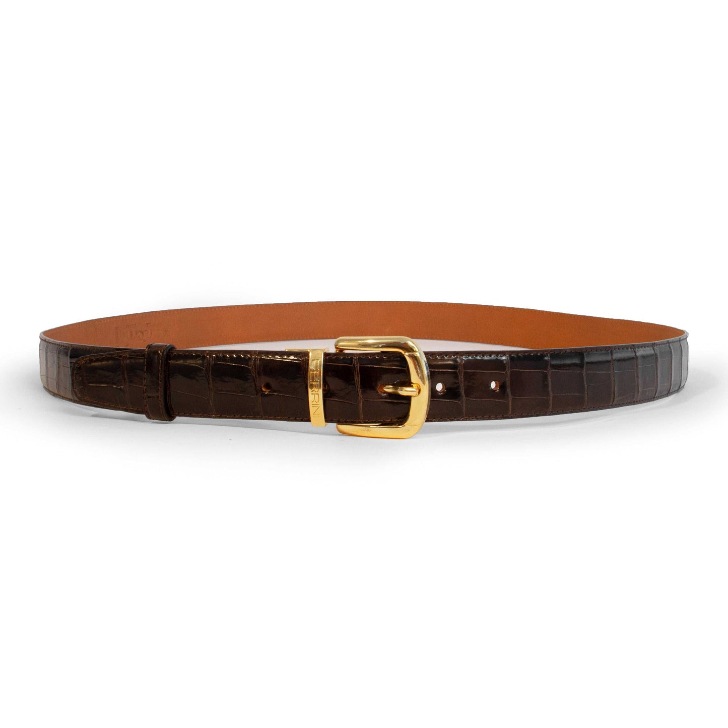 Ferrini Cowboy Alligator handmade nicotine alligator leather belt 1 1/4 inch wide