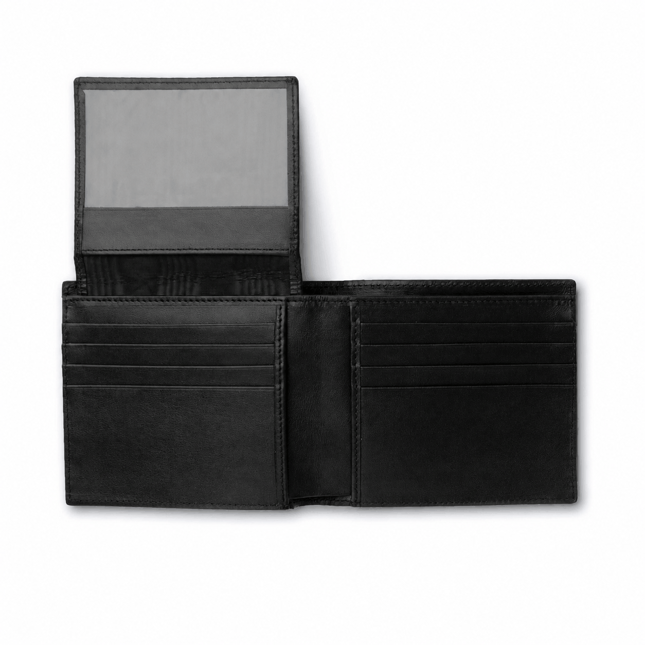 Handmade natural American alligator bi-fold wallet with card slots, ID slot, and genuine leather interior
