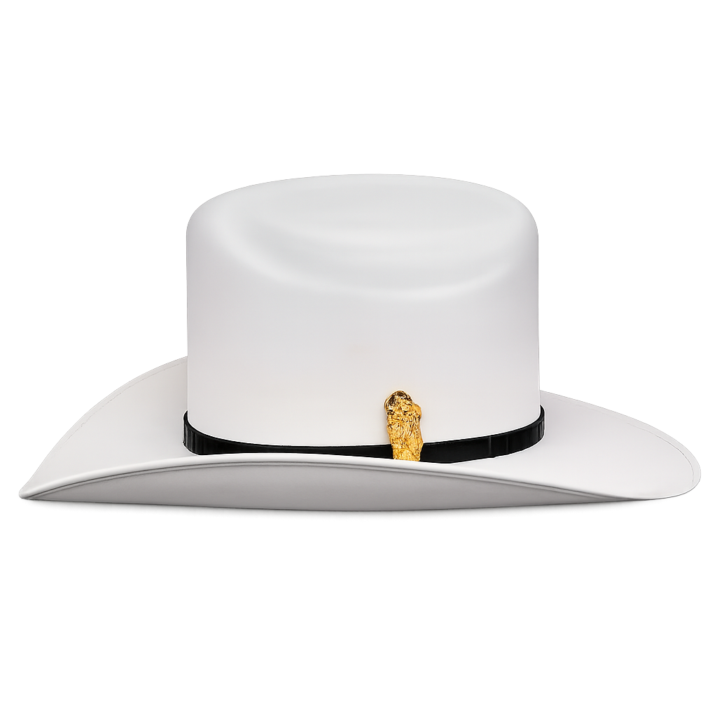White Diamond 10,000X Sinaloa Straw Cowboy Hat – Genuine Crocodile Leather Band – Authentic Gold San Judas