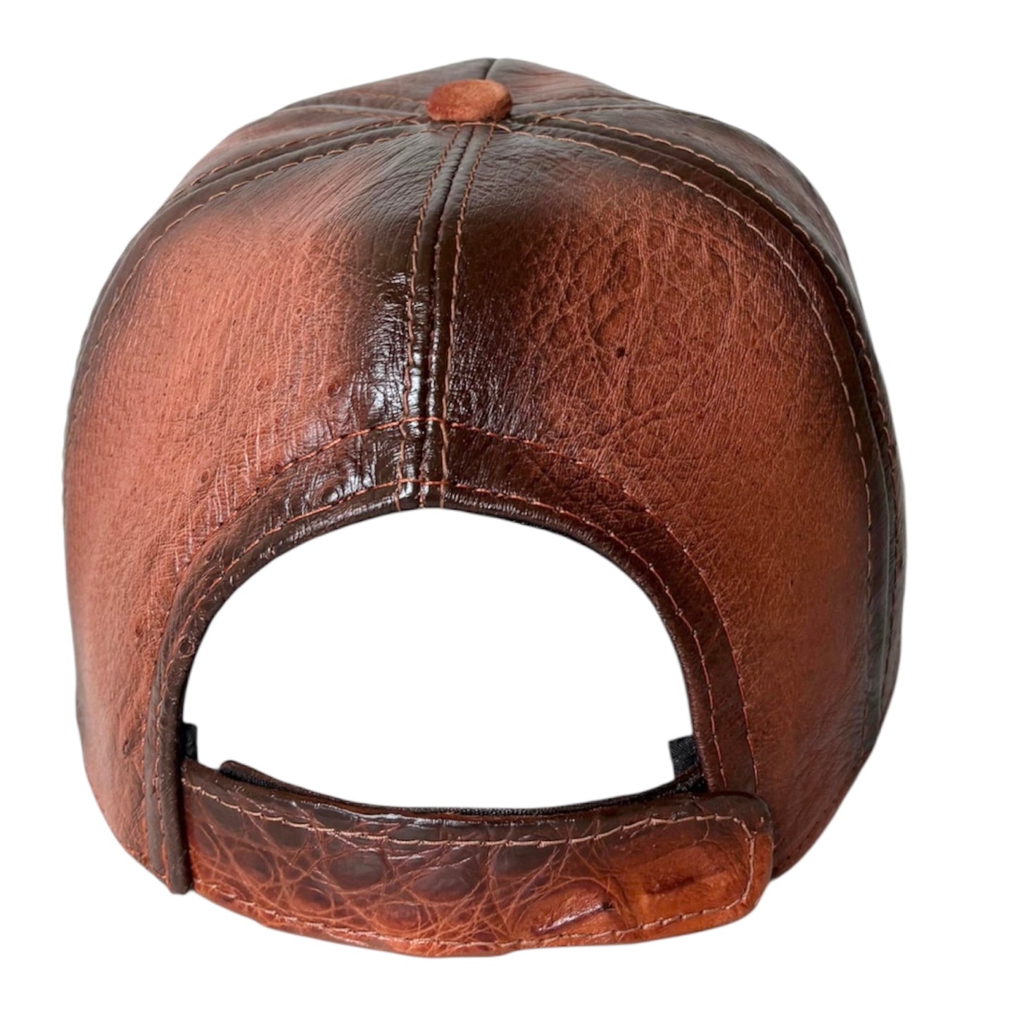 Cognac Caiman Crocodile Alligator Belly Cap Genuine Adjustable Closure Handmade