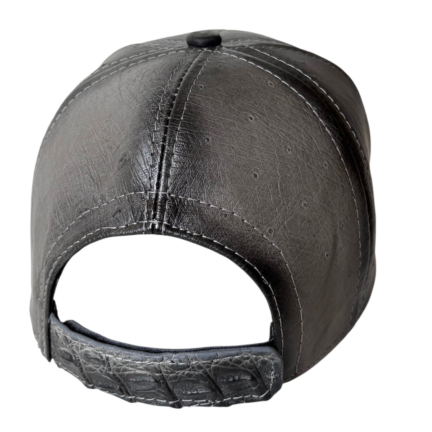 Grey Caiman Crocodile Alligator Belly Cap Real Adjustable Closure Handmade