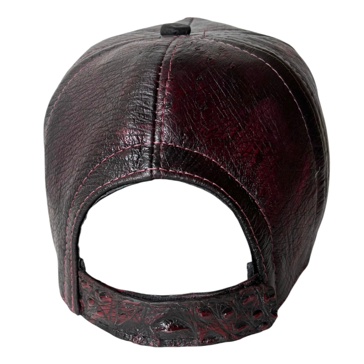 Black Cherry Caiman Crocodile Alligator Belly Cap Real Adjustable Closure Handmade
