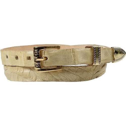 Handmade caiman crocodile hat band with gold plated 3-piece buckle set, fits multiple hat sizes